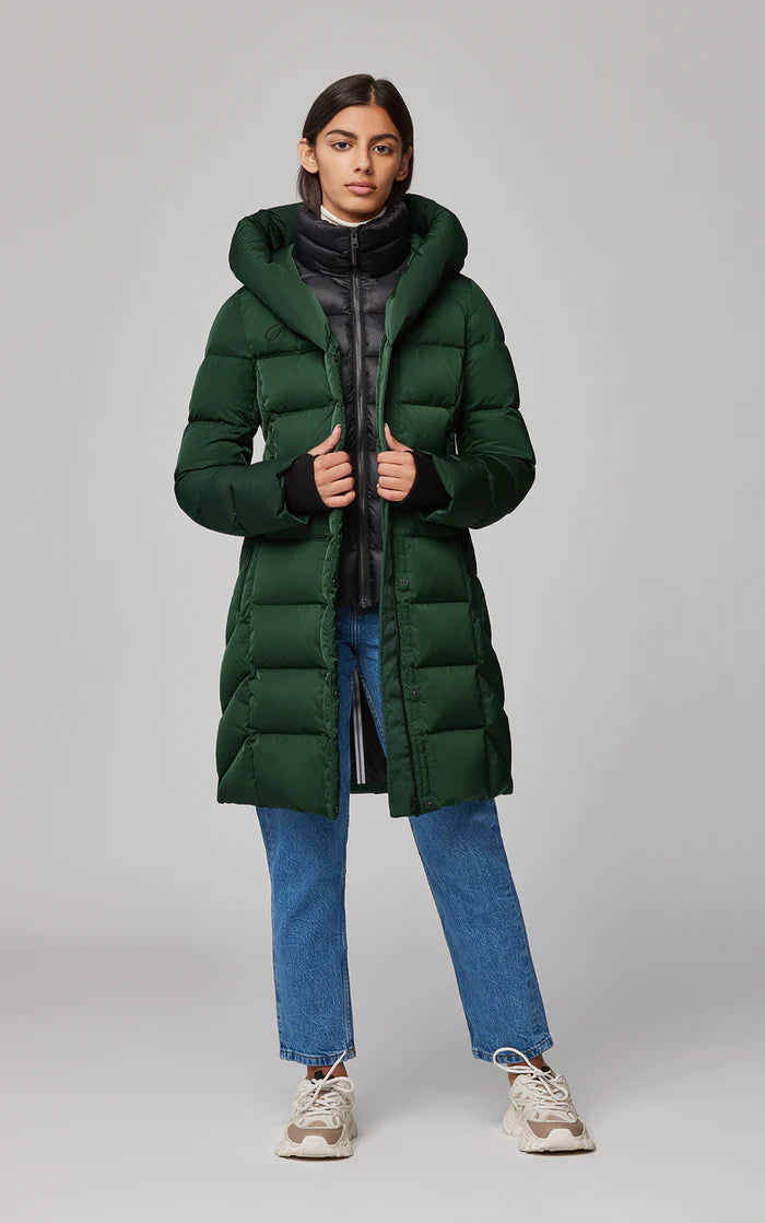 UNIKONCEPT Lifestyle Boutique and Lounge; Soia and Kyo Sonny Coat in Juniper - emerald green long down-filled puffer jacket with windbreaker and large hood