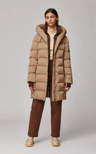 UNIKONCEPT Lifestyle Boutique and Lounge; Soia and Kyo Sonny Coat in Toffee - tan coloured long down-filled puffer jacket with windbreaker and large hood