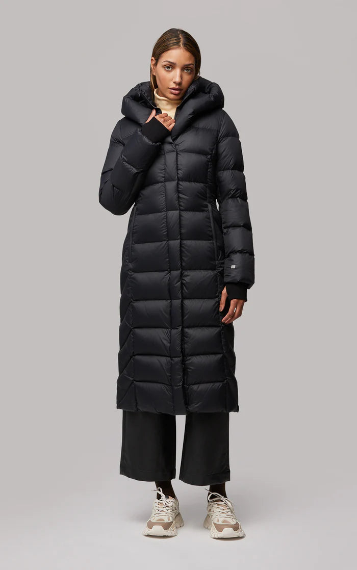 UNIKONCEPT Lifestyle Boutique and Lounge; Soia and Kyo Talyse Coat in Black - long black down-filled puffer coat with windbreaker and large hood on a model
