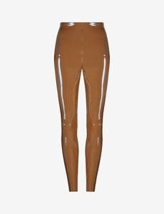 UNIKONCEPT Lifestyle Boutique and Lounge; Commando Faux Patent Leather Leggings in Cinnamon pictured on a white background