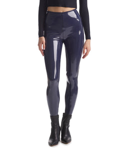 UNIKONCEPT Lifestyle Boutique and Lounge; Commando Faux Patent Leather Leggings in Navy pictured on a model
