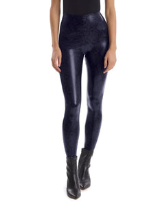 UNIKONCEPT Lifestyle Boutique and Lounge; Model wearing Commando Faux Leather Snake Leggings in Navy