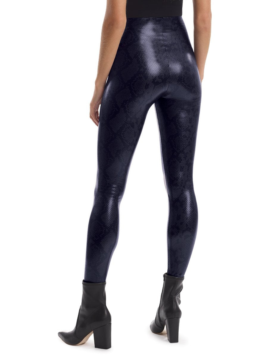 UNIKONCEPT Lifestyle Boutique and Lounge; Model wearing Commando Faux Leather Snake Leggings in Navy