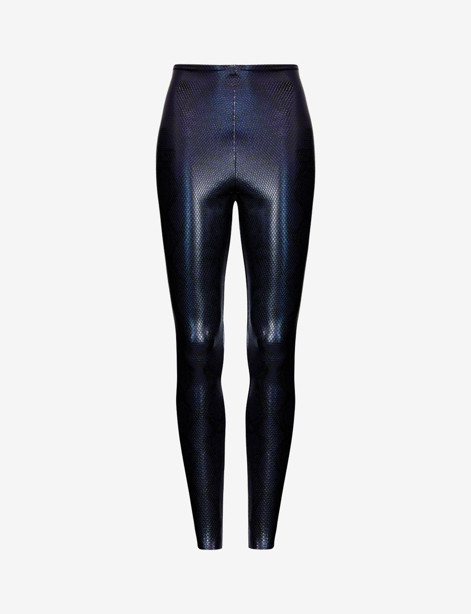 UNIKONCEPT Lifestyle Boutique and Lounge; Commando Faux Leather Snake Leggings in Navy