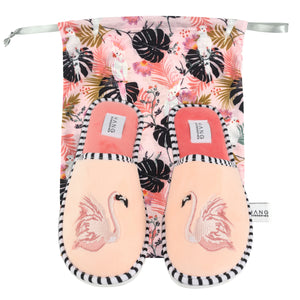 UNIKONCEPT Lifestyle Boutique and Lounge; Hang Accessories Flamingo Foldable Slippers and Pouch Set
