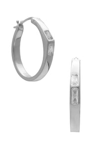 UNIKONCEPT Lifestyle Boutique and Lounge; Sarah Mulder DL Small Hoops in Rhodium Cubic Zirconia