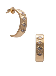 UNIKONCEPT Lifestyle Boutique and Lounge; Sarah Mulder Monty Demi Hoop Earrings in Gold Cubic Zirconia