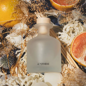 UNIKONCEPT Lifestyle Boutique and Lounge: Apotheke Earl Grey Bitters Diffuser pictured with citrus and floral background 