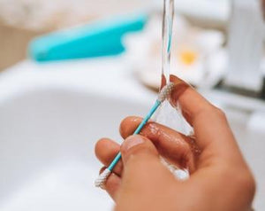 UNIKONCEPT Lifestyle Boutique and Lounge; The Last Swab Basic Peach. Sustainable, reusable cotton swab in use