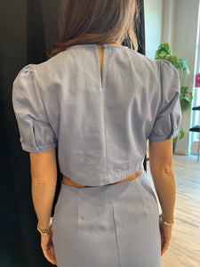 Angelica Jewel Trim Top in Blue