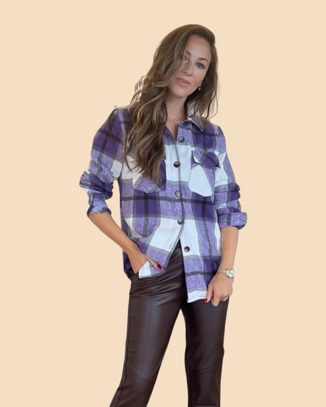 UNIKONCEPT Lifestyle Boutique and Lounge; ePretty Plaid Button Down Shacket in Violet